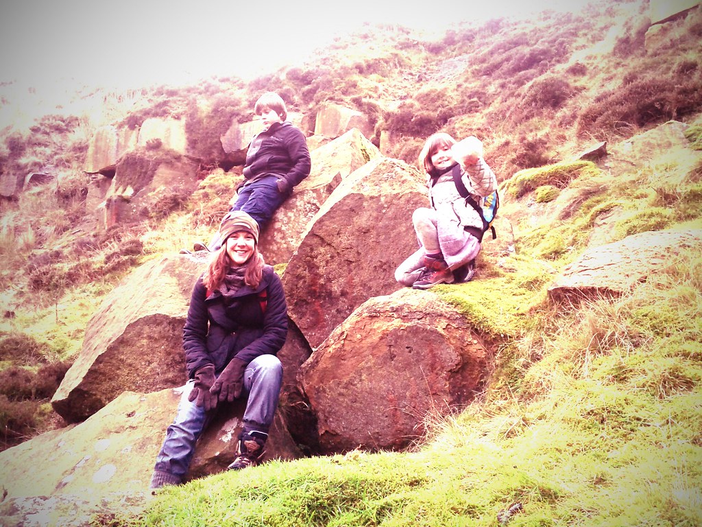 ilkley moor crag in a crater